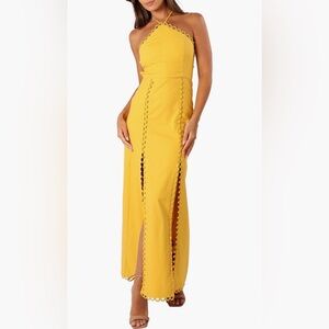 NWT Petal & Pup Zola Halterneck Maxi Dress Dandelion Yellow Size Medium